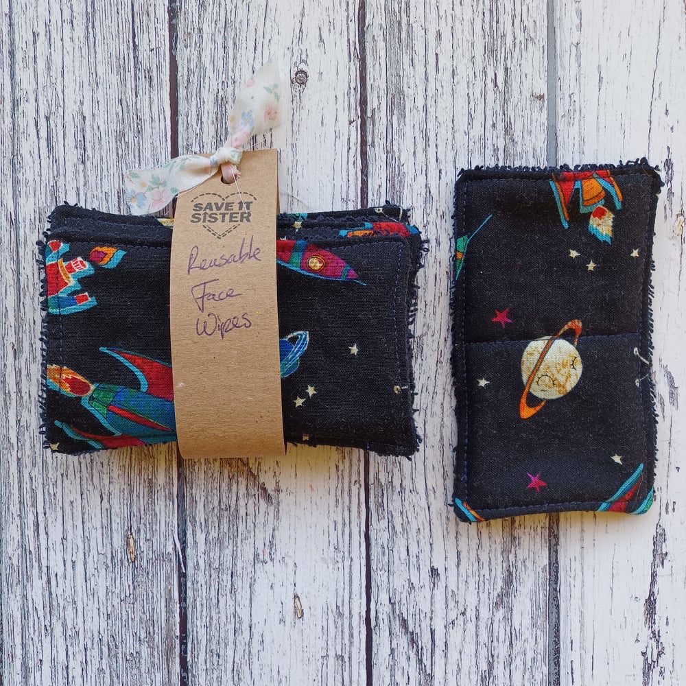 Image of 4 Reusable Face Wipe Oblongs- The Dark Side