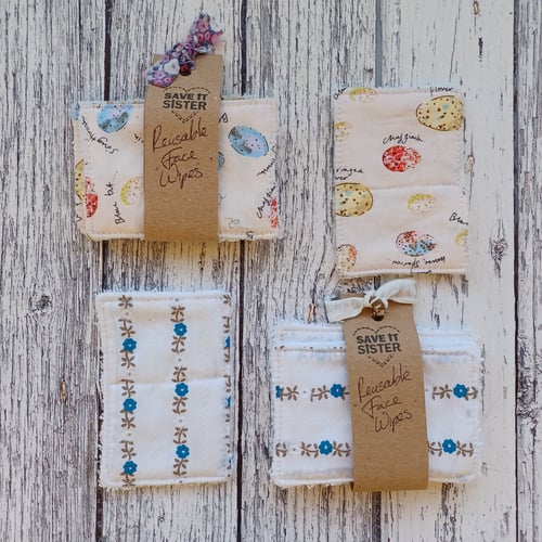 Image of 4 Reusable Face Wipe Oblongs- Florals and Wildlife