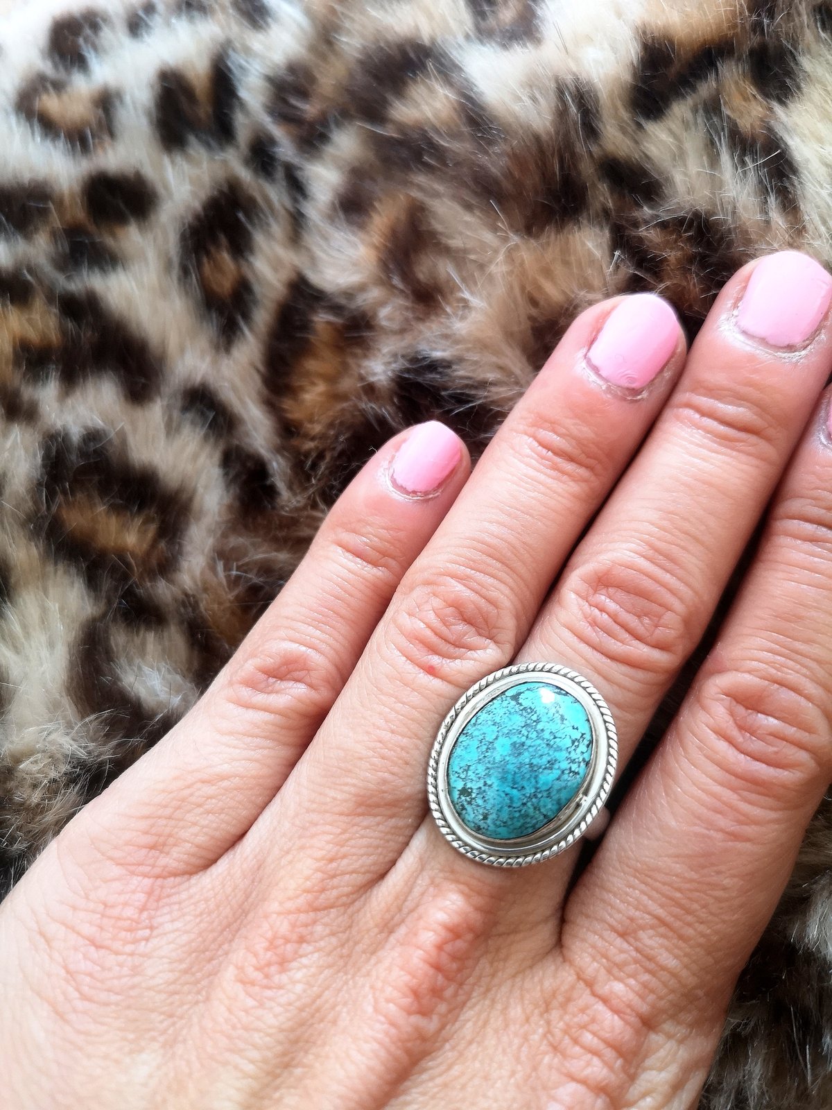 Image of Bague turquoise du tibet - taille 57 - ref.7446