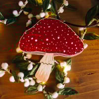 Image 2 of Toadstool Wooden Christmas Tree Decoration by Charis Raine Illustration