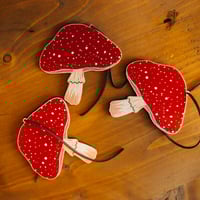Image 3 of Toadstool Wooden Christmas Tree Decoration by Charis Raine Illustration
