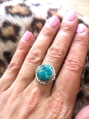 Image of Bague turquoise du tibet - taille 57 - ref. 9449