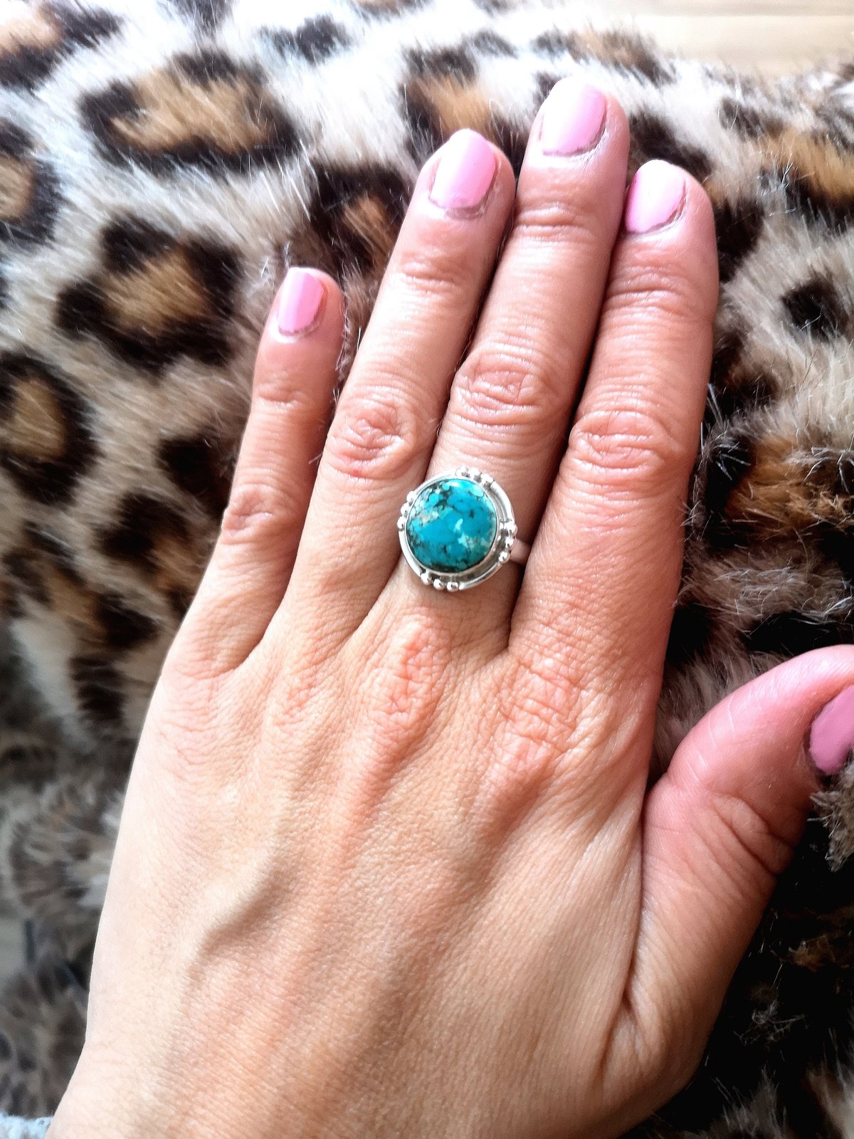 Image of Bague turquoise du tibet - taille 57 - ref. 9449