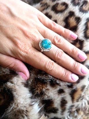 Image of Bague turquoise du tibet - taille 57 - ref. 9449