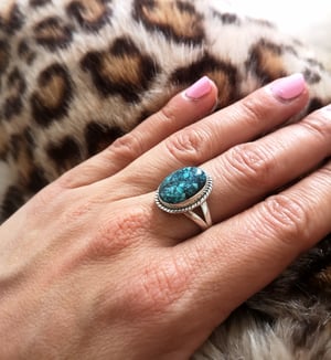 Image of Bague turquoise du tibet - taille 57 - ref. 7542