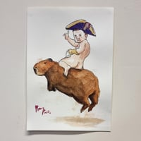 Image 1 of Hasbulla Napoleon Capybara Watercolour (original painting)