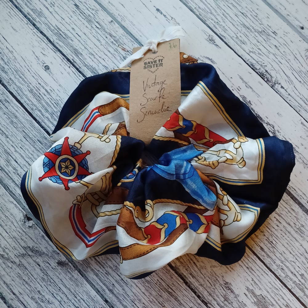 Image of Large Vintage Scarf Scrunchie
