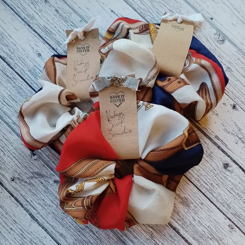 Image of Large Vintage Scarf Scrunchie