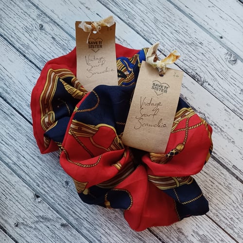 Image of Large Vintage Scarf Scrunchie
