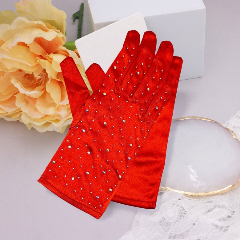 Image of Red Satin Gloves