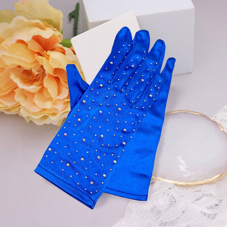 Image of Blue Satin Gloves