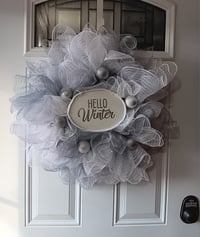 "Hello Winter" Mesh Wreath