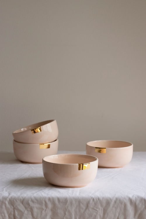 Image of PEACH PINK AND GOLD BOWL