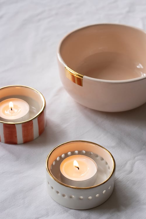 Image of Peach Pink and Gold small Bowl