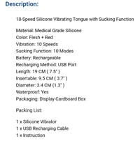 Image 3 of 10-Speed Vibrating Tongue w/ Sucking Functions 