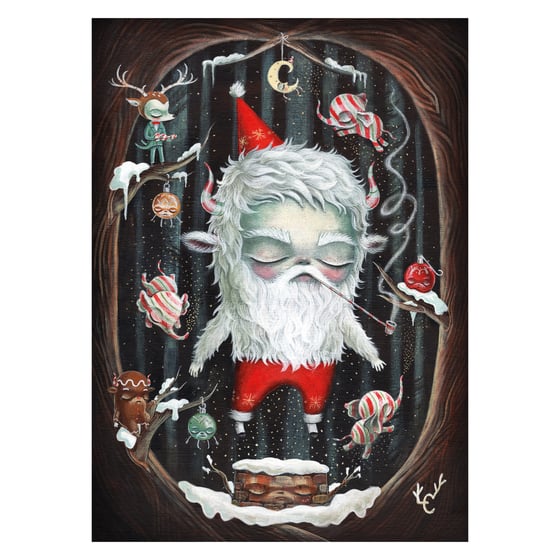 Image of santa Yeti (Mini Print)