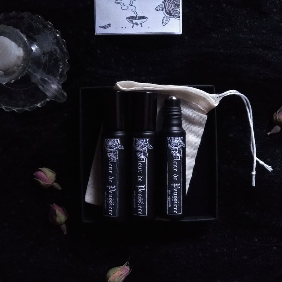 Image of FLEUR DE POUSSIÈRE. PERFUME & POTION ROLL-ON ↟ organic anointing oil - incense, patchouli, rose