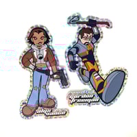 Image 2 of Gordon Freeman + Alyx Vance Big Holographic Prismatic Sticker - LAST CHANCE