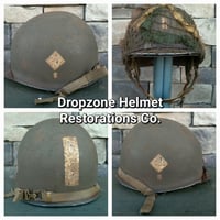 Image 2 of WWII M2 101st Airborne Helmet 501st Dbale Front Seam Westinghouse Paratrooper liner. LT. D-DAY