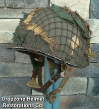 Image 1 of WWII M2 101st Airborne Helmet 501st Dbale Front Seam Westinghouse Paratrooper liner. LT. D-DAY