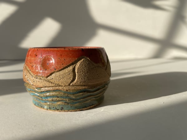 Image of Tiny Mountain Bowl- Red Sky
