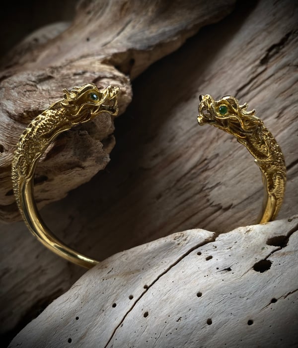 Image of Limited brass & garnet dragon bracelets 