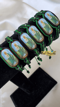 Green and Black Woven San Judas Tadeo Bracelet 