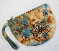 Image 1 of Trillium rust and indigo - half moon wristlet zipper purse