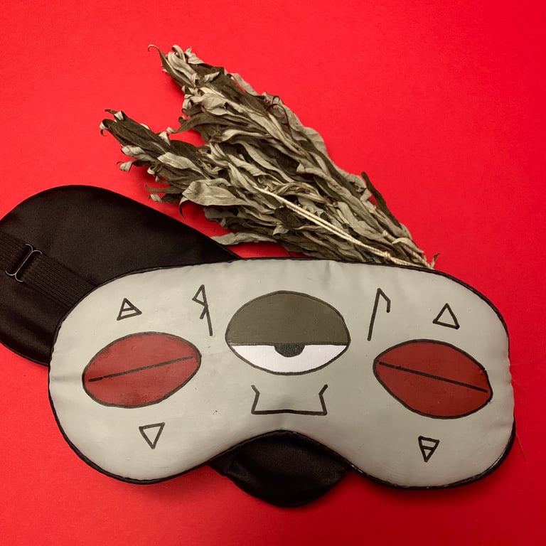  Dream Mask GR hand painted and stuffed with MUGWORT