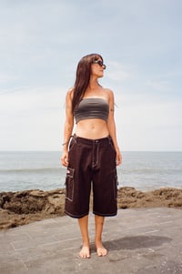 Image 3 of Cargo pant - Unisex black with white contrast stitch 100% cotton