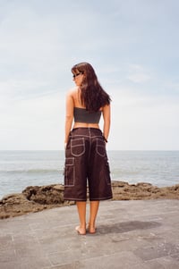 Image 1 of Cargo pant - Unisex black with white contrast stitch 100% cotton