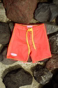 Image 1 of Classic - Mens red with yellow contrast stitch 100% cotton board short