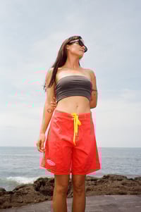 Image 3 of Classic - Mens red with yellow contrast stitch 100% cotton board short