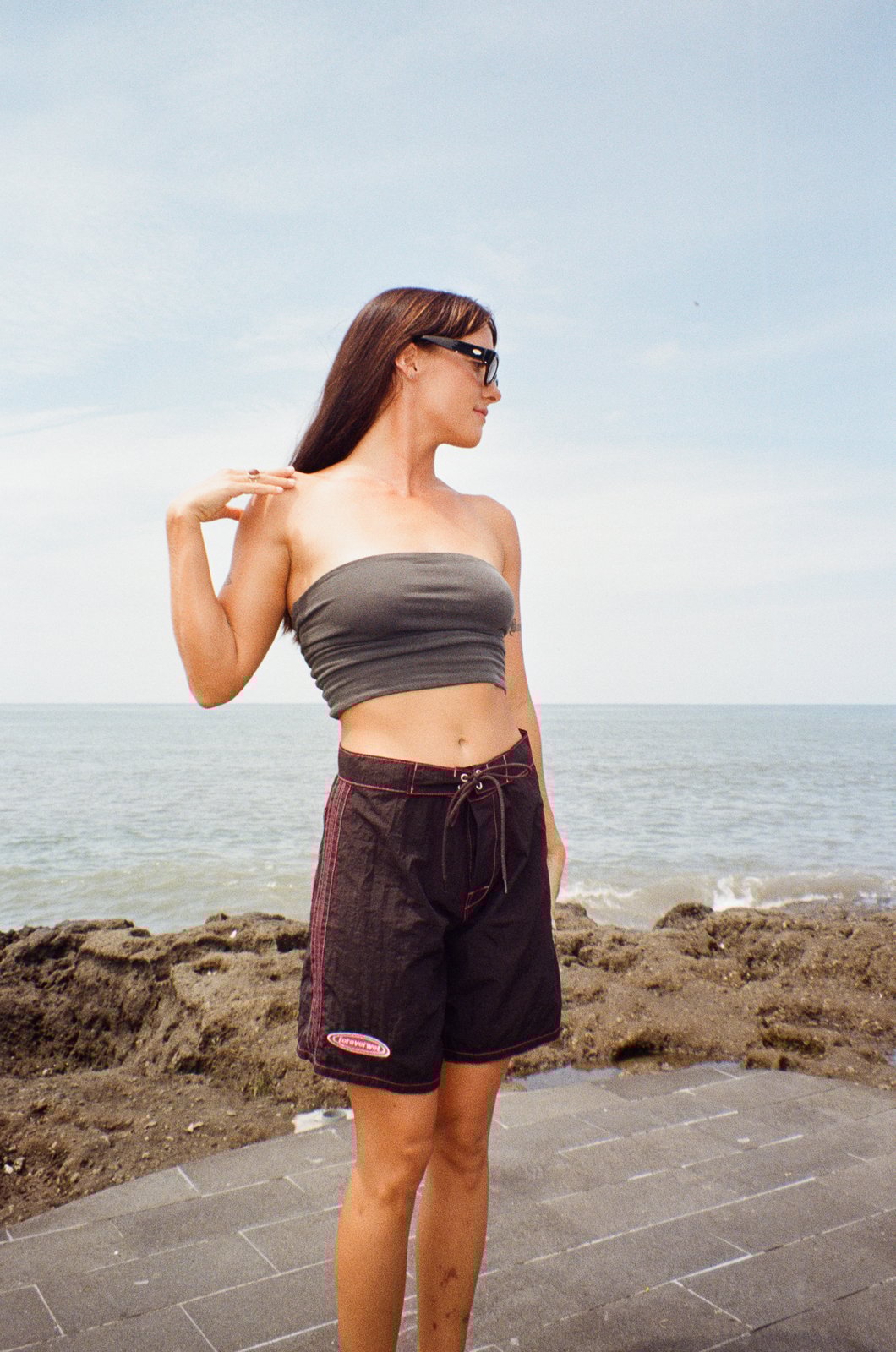 Wet - Mens black with pink contrast stitch microfiber board short