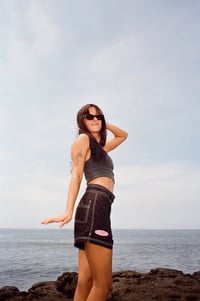 Image 2 of Wet - Girls double button black with white contrast stitch microfiber board short