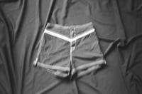Image 4 of Wet - Girls tramp stamp black with white contrast stitch microfiber board short