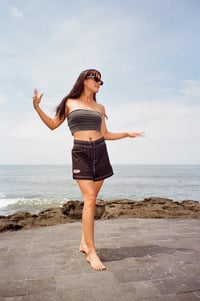 Image 1 of Classic - Girls black with white contrast stitch 100% cotton board short