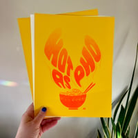 Image 1 of "Hot as Pho" Riso Print | pink on yellow