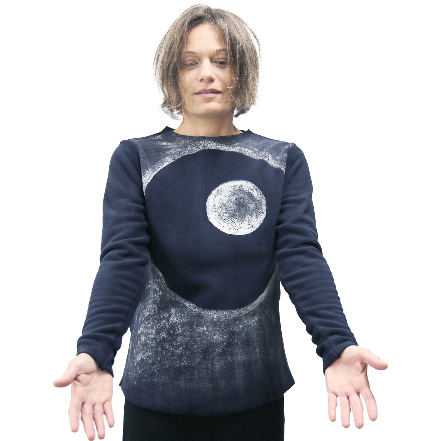 Image of HAND PAINTED ECO FLEECE SWEATER WITH LUNAR DRAWING