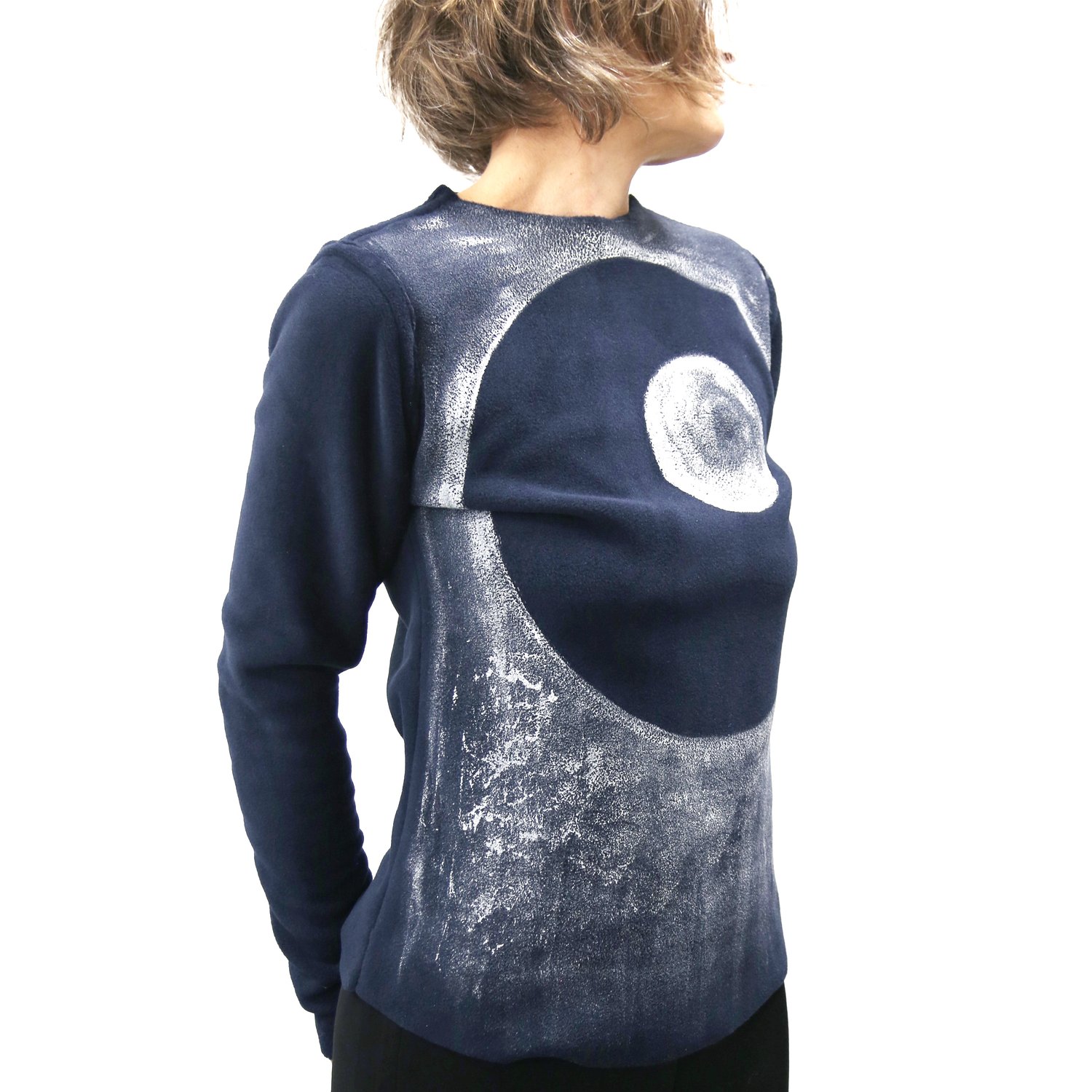 Image of HAND PAINTED ECO FLEECE SWEATER WITH LUNAR DRAWING