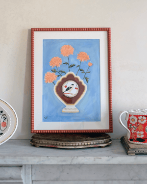 Image of Original Painting - Aviary Finches Romantic Vase