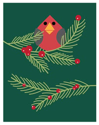 Image 2 of Holly Jolly Bird Christmas Holiday Art Print