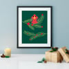 Holly Jolly Bird Christmas Holiday Art Print