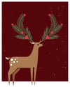 Holly Jolly Reindeer Snowy Christmas Art Print