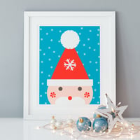 Image 1 of Snowy Santa Christmas Art Print