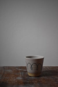 Image 1 of Decorated Beaker - Oatmeal & Cobalt