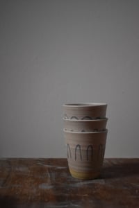 Image 3 of Decorated Beaker - Oatmeal & Cobalt