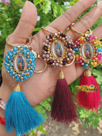 Virgencita Crystal Stone Keychain Tassel 