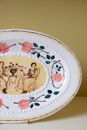 Image of Women with their Whippets - Large Romantic Platter