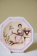 A Woman with her Whippet - Small Octagonal Plate